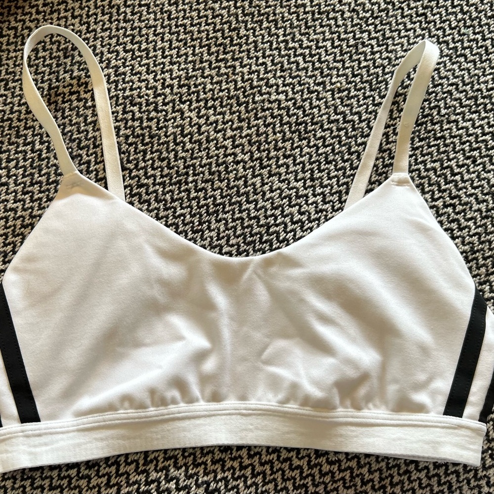 adidas White Bra with Black Stripes